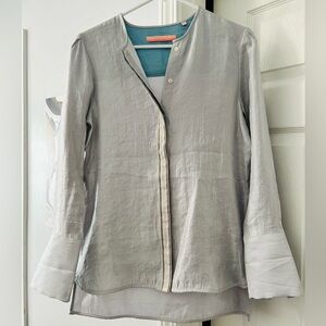 Vilagallo Silver Button-Up Top